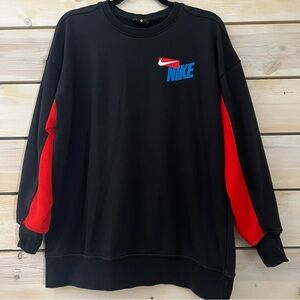 Nike Crewneck Black Sweater with Red and Blue Accents Size Medium